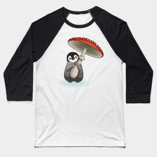 Happy emperor penguin chick with mushroom Baseball T-Shirt